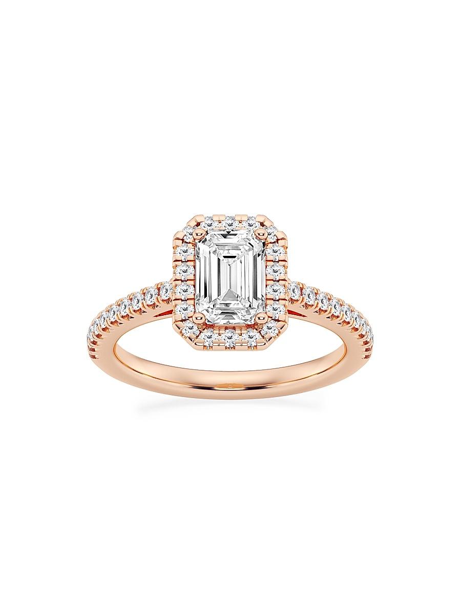 Womens 14K Rose Gold & Emerald-Cut Lab-Grown Diamond Halo Ring/1.30-3.60 TCW Product Image