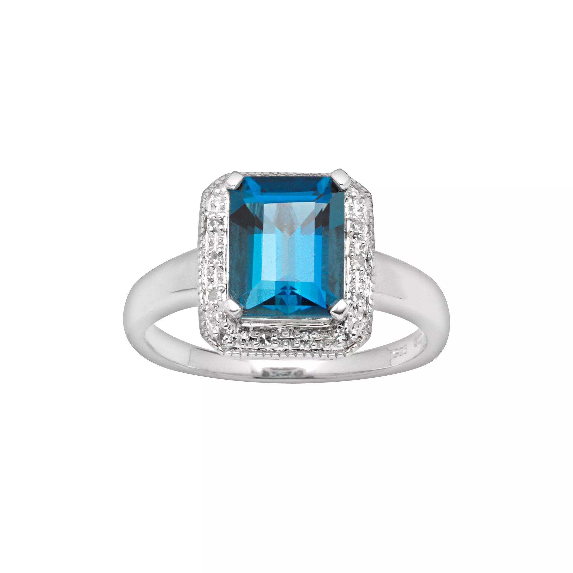 Sterling Silver London Blue Topaz & Diamond Accent Ring, Women's, Size: 8 Product Image