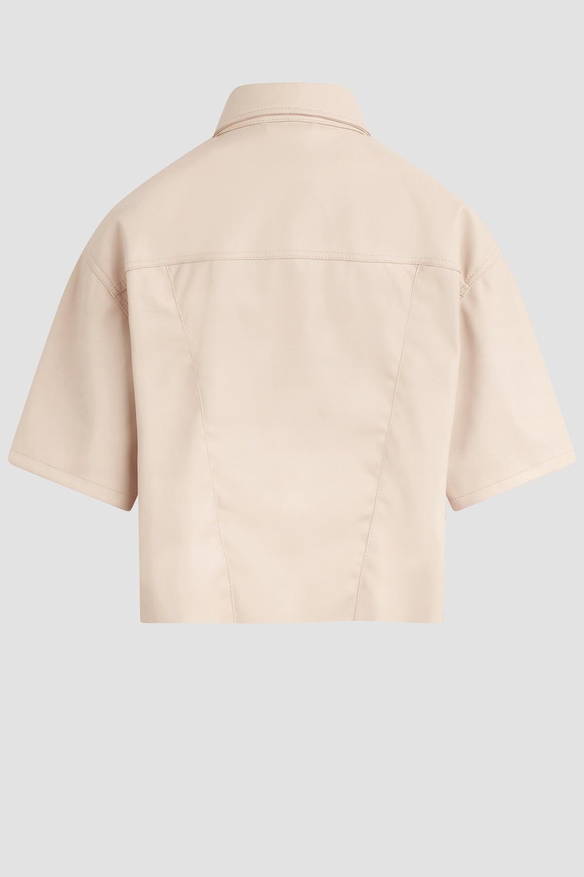 Oversized Cropped Button Down Shirt Female Product Image