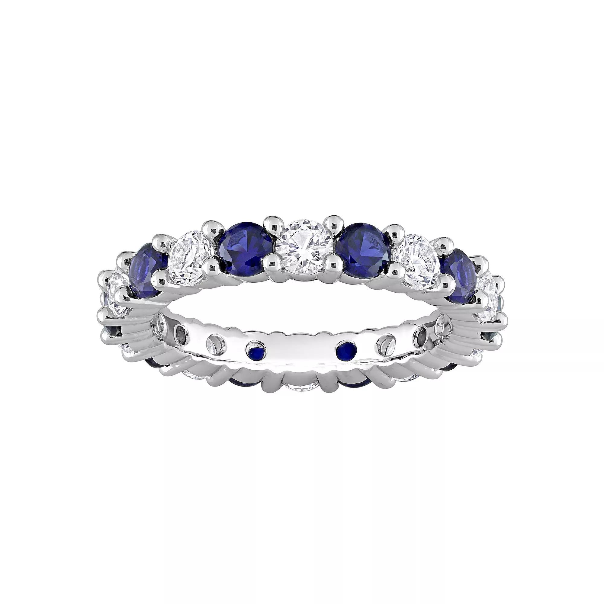 Stella Grace Sterling Silver Lab-Created Blue & White Sapphire Eternity Ring, Women's,  Product Image
