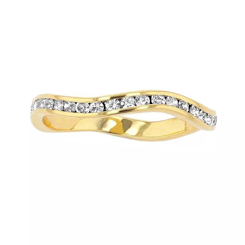 Traditions Jewelry Company 18k Gold Over Silver Birthstone Crystal Wave Ring, Womens Gold Over Sterling Apr Product Image