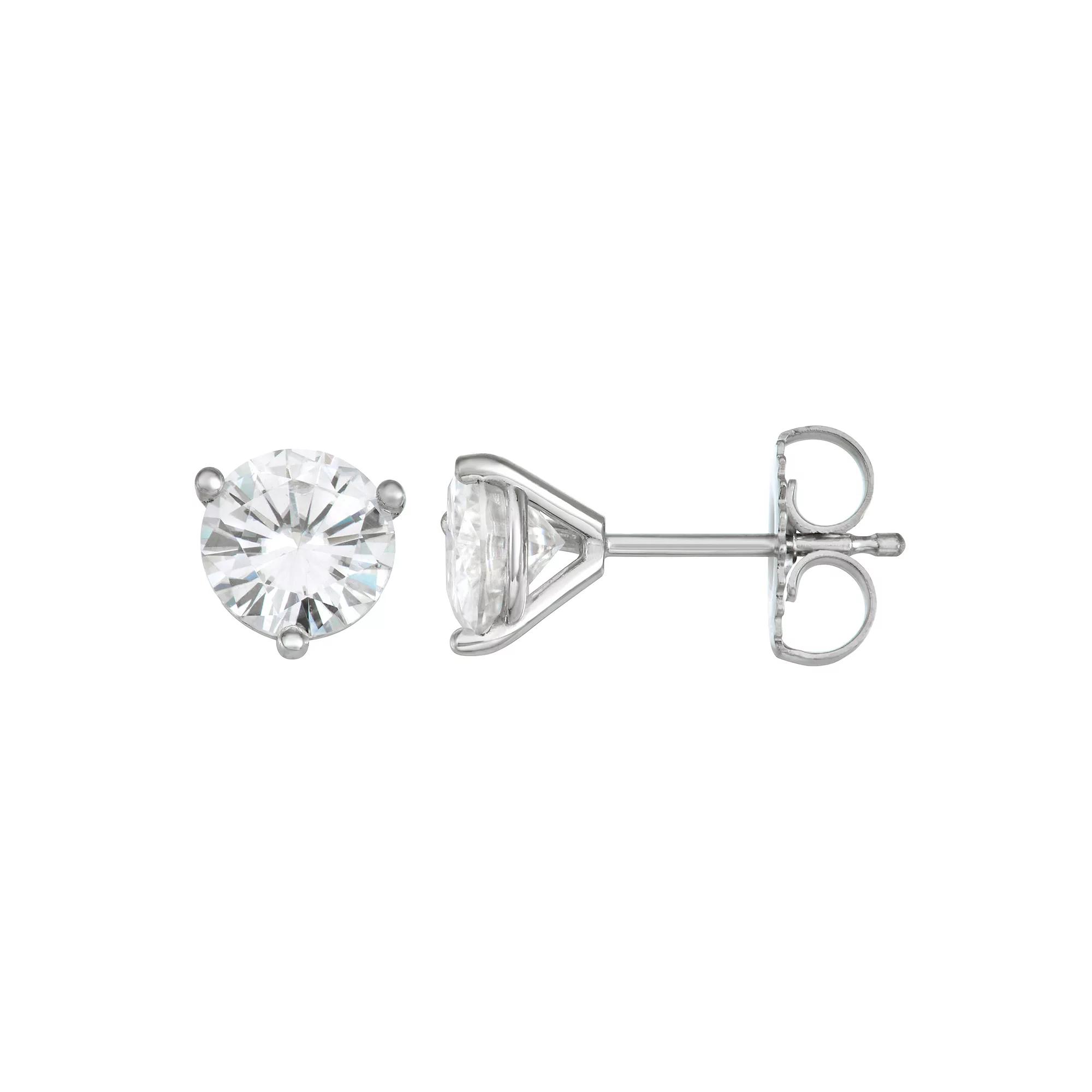 Charles & Colvard 14k White Gold 1 5/8 Carat T.W. Lab-Created Moissanite Martini Stud Earrings, Women's Product Image