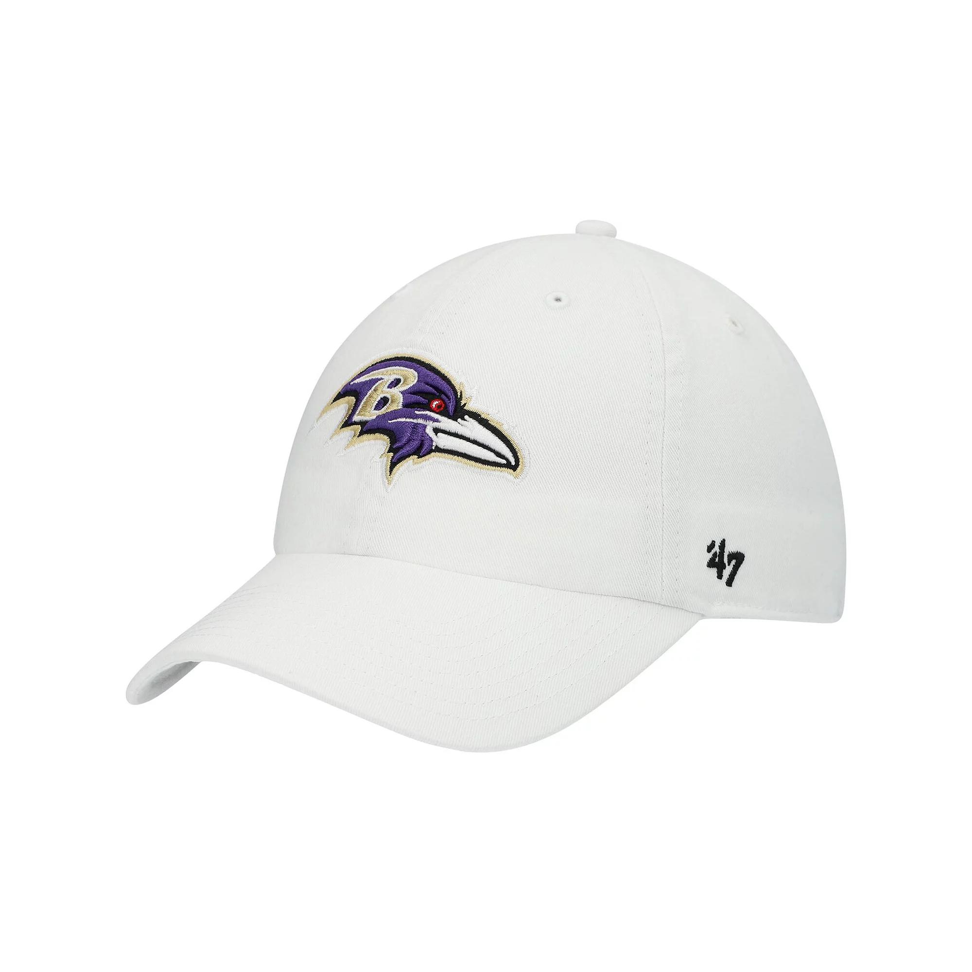 Men's '47 White Baltimore Ravens Clean Up Adjustable Hat Product Image
