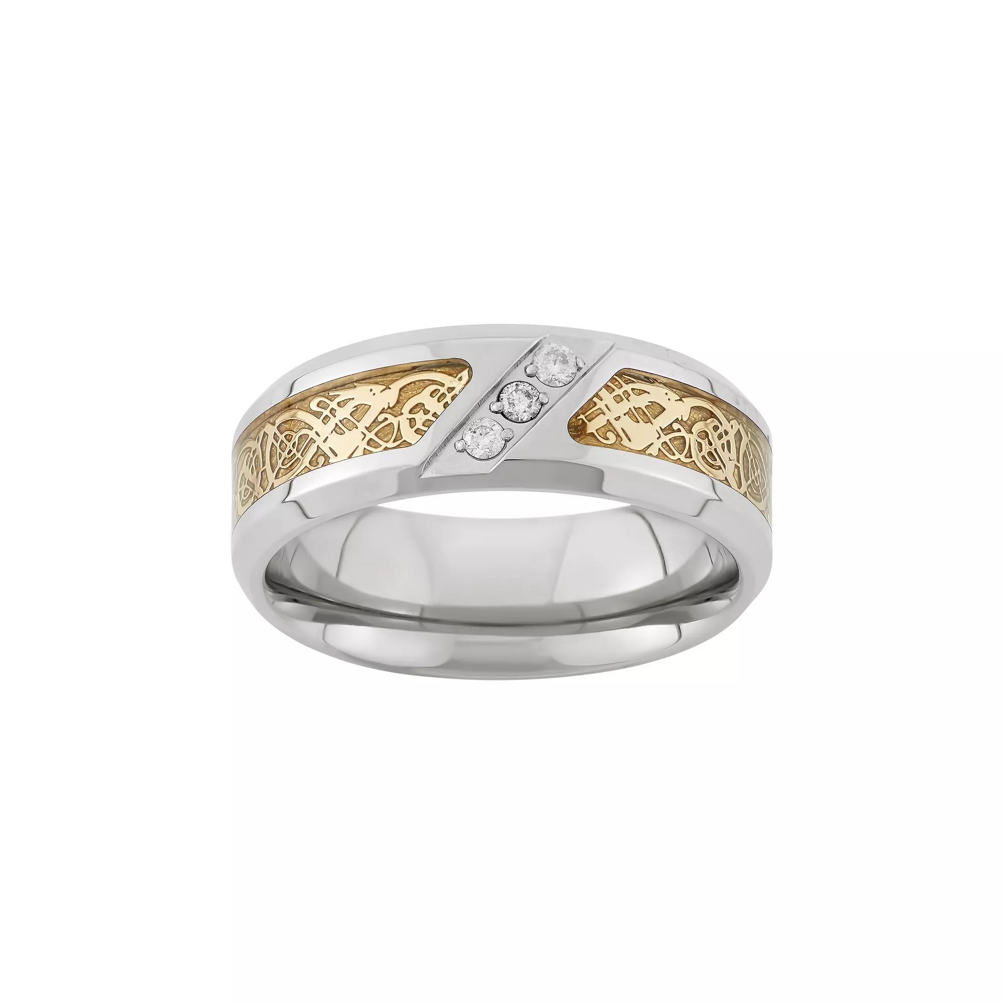 1/10 Carat T.W. Two Tone Stainless Steel Wedding Band - Men, Mens Product Image