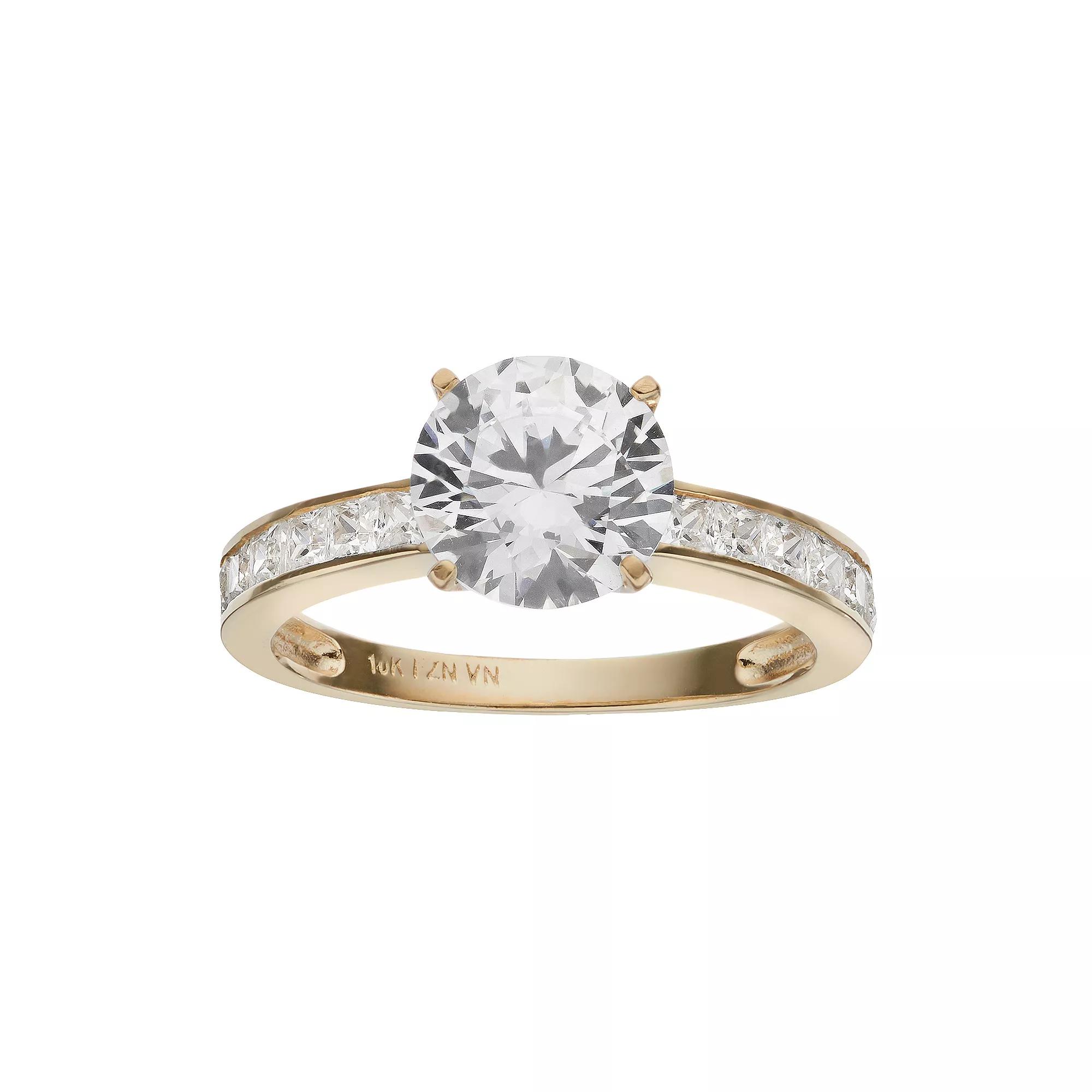 Cubic Zirconia 10k Gold Ring, Women's, Yellow Product Image