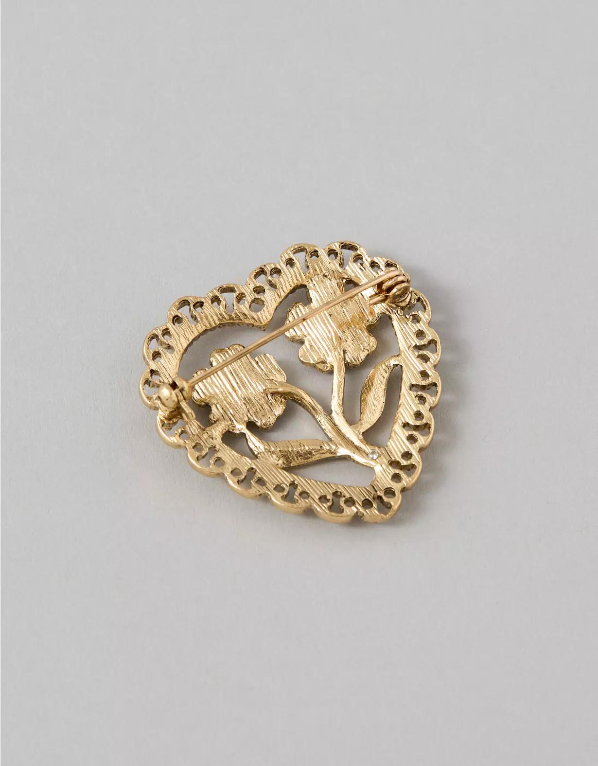 AEO Gold-Toned Heirloom Heart Brooch Product Image
