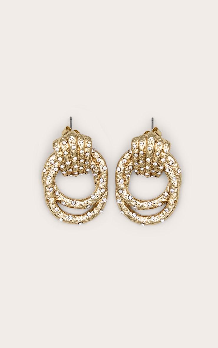 Gold Diamante Knot Door Knocker Earrings Product Image