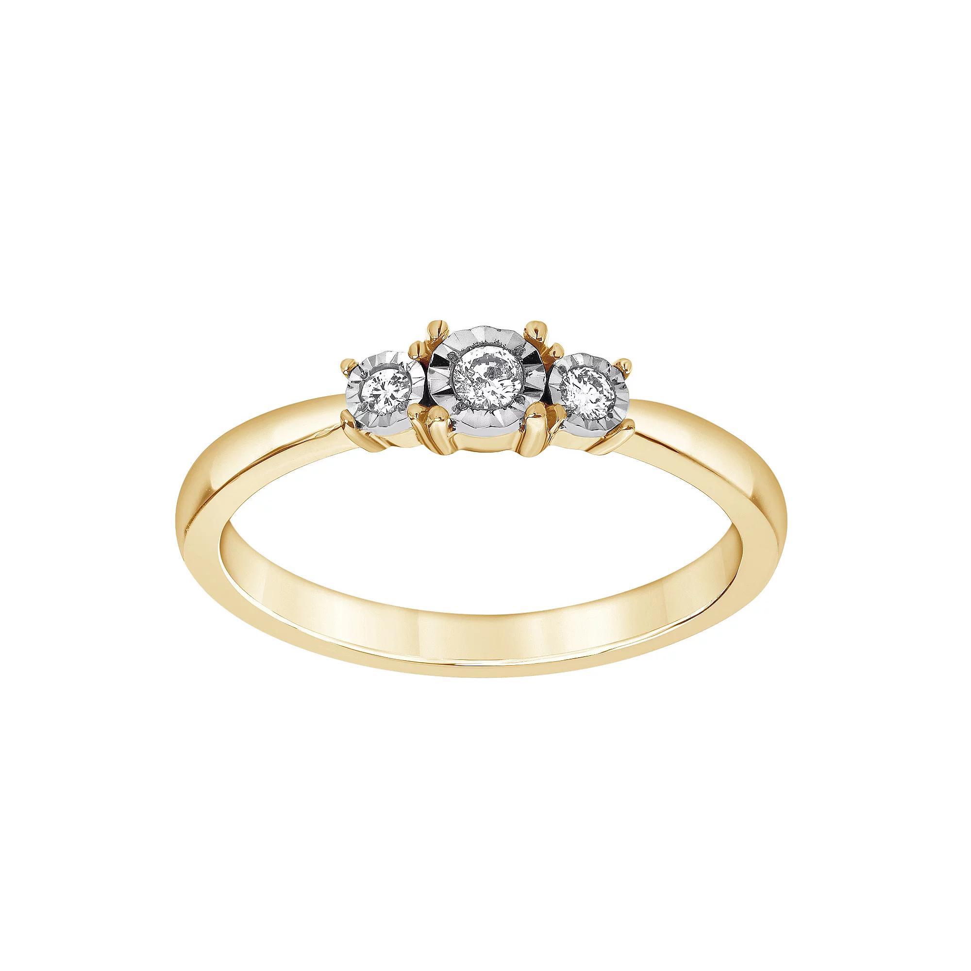 Diamond Brilliance 1/10 Carat T.W. Lab-Grown Diamond Trio Fashion Ring, Women's, Size: 9, Gold Tone Product Image