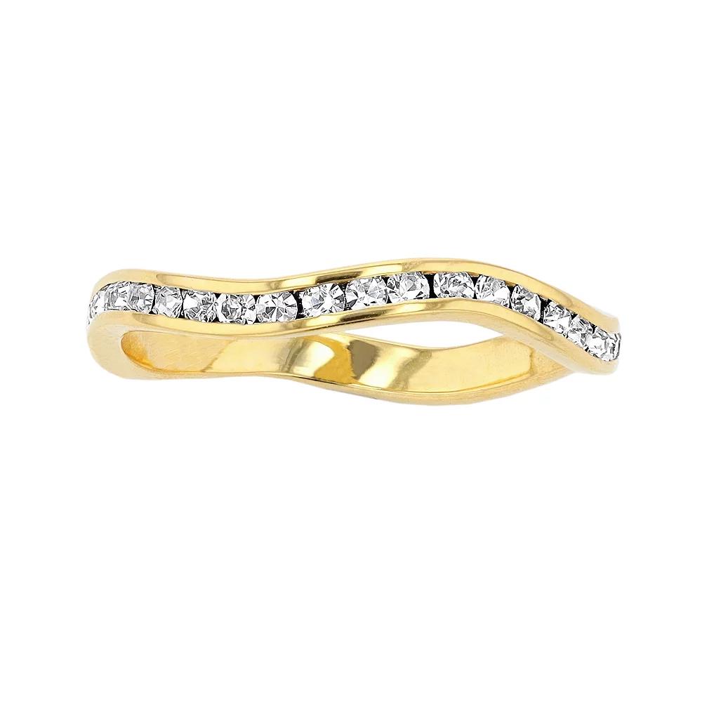 Traditions Jewelry Company 18k Gold Over Silver Birthstone Crystal Wave Ring, Womens Gold Over Sterling Apr Product Image