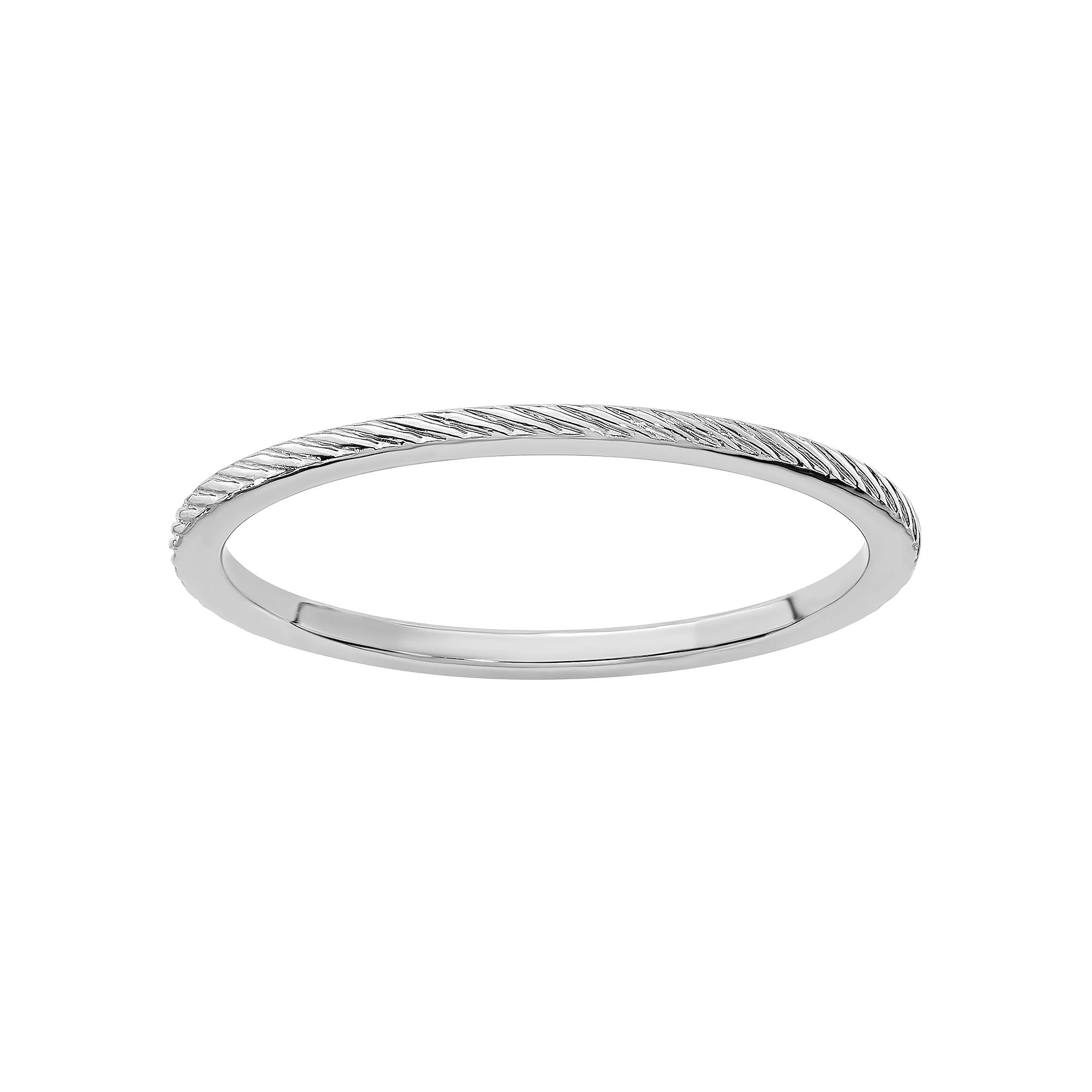 Stacks & Stones 10k Gold 1.2 mm Twisted Wire Pattern Stackable Band, Women's, Size: 6.50, 10k White Gold Product Image