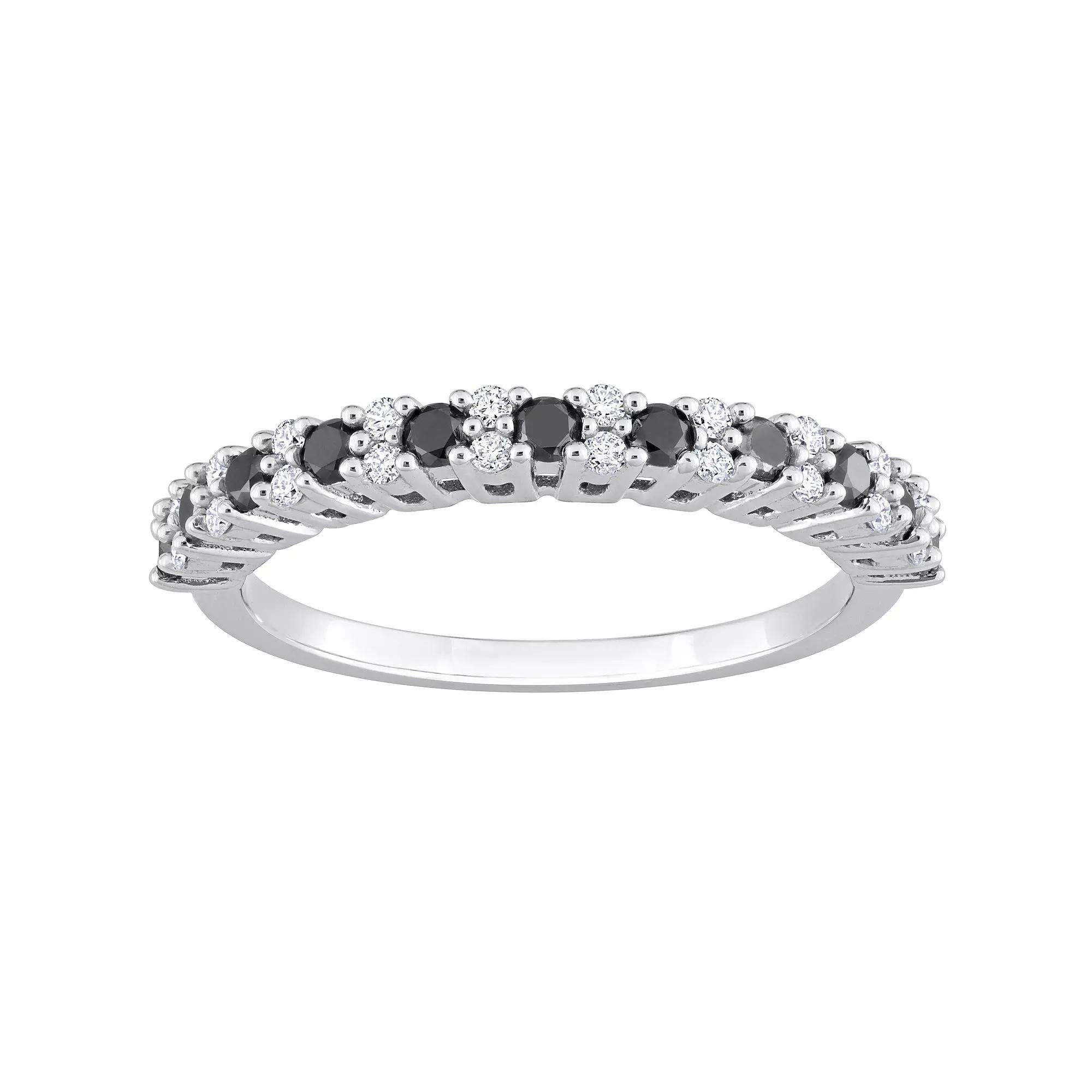 Stella Grace 14k White Gold 1/2 Carat T.W. Black & White Diamond Anniversary Band Ring, Women's,  Product Image