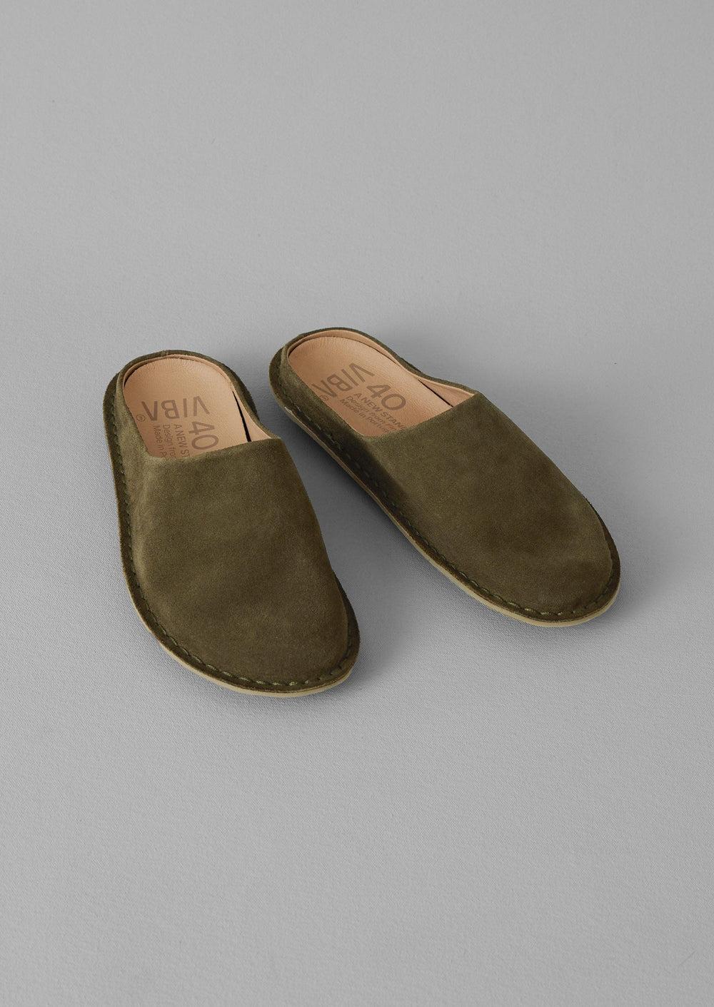 Vibae Roma Suede Mules | Olive Product Image
