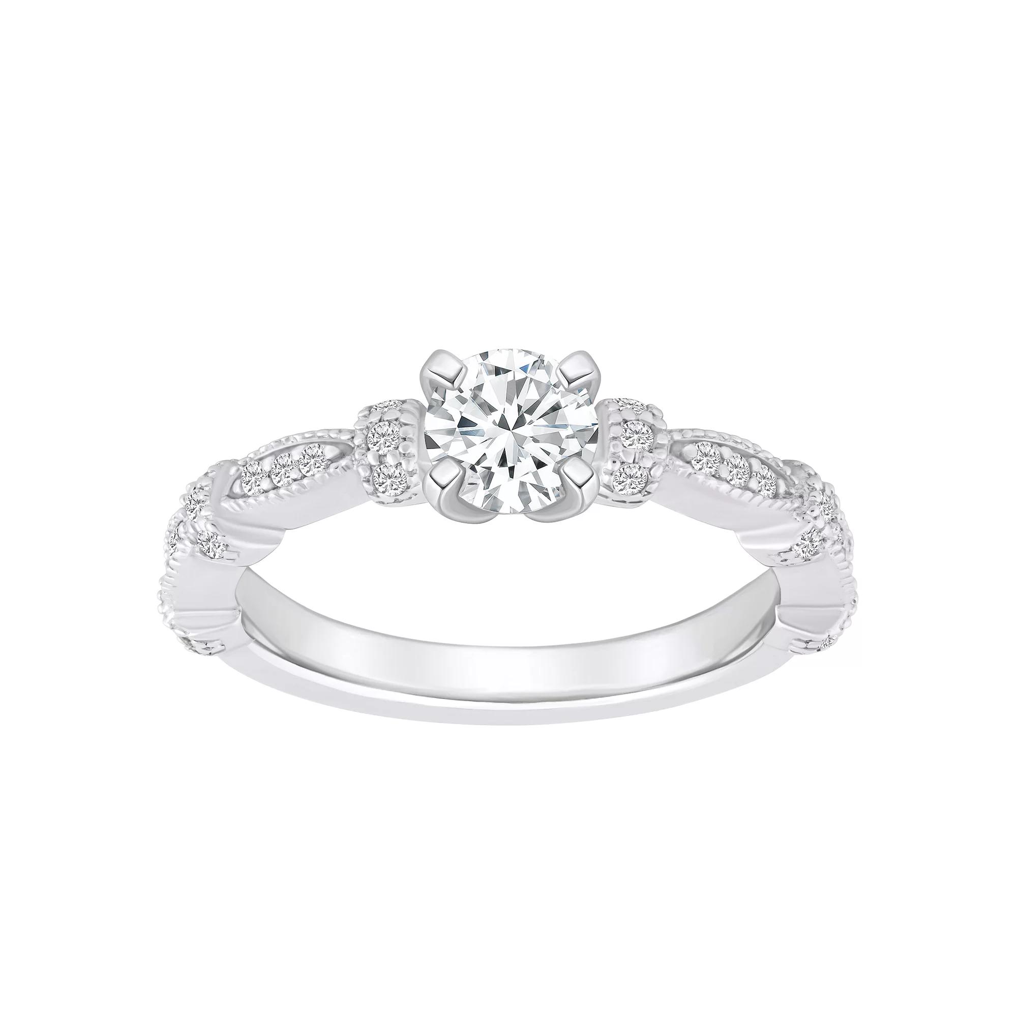 Alyson Layne 14k Gold 1/2 Carat T.W. Diamond Embellished Band Engagement Ring, Womens White Gold Product Image