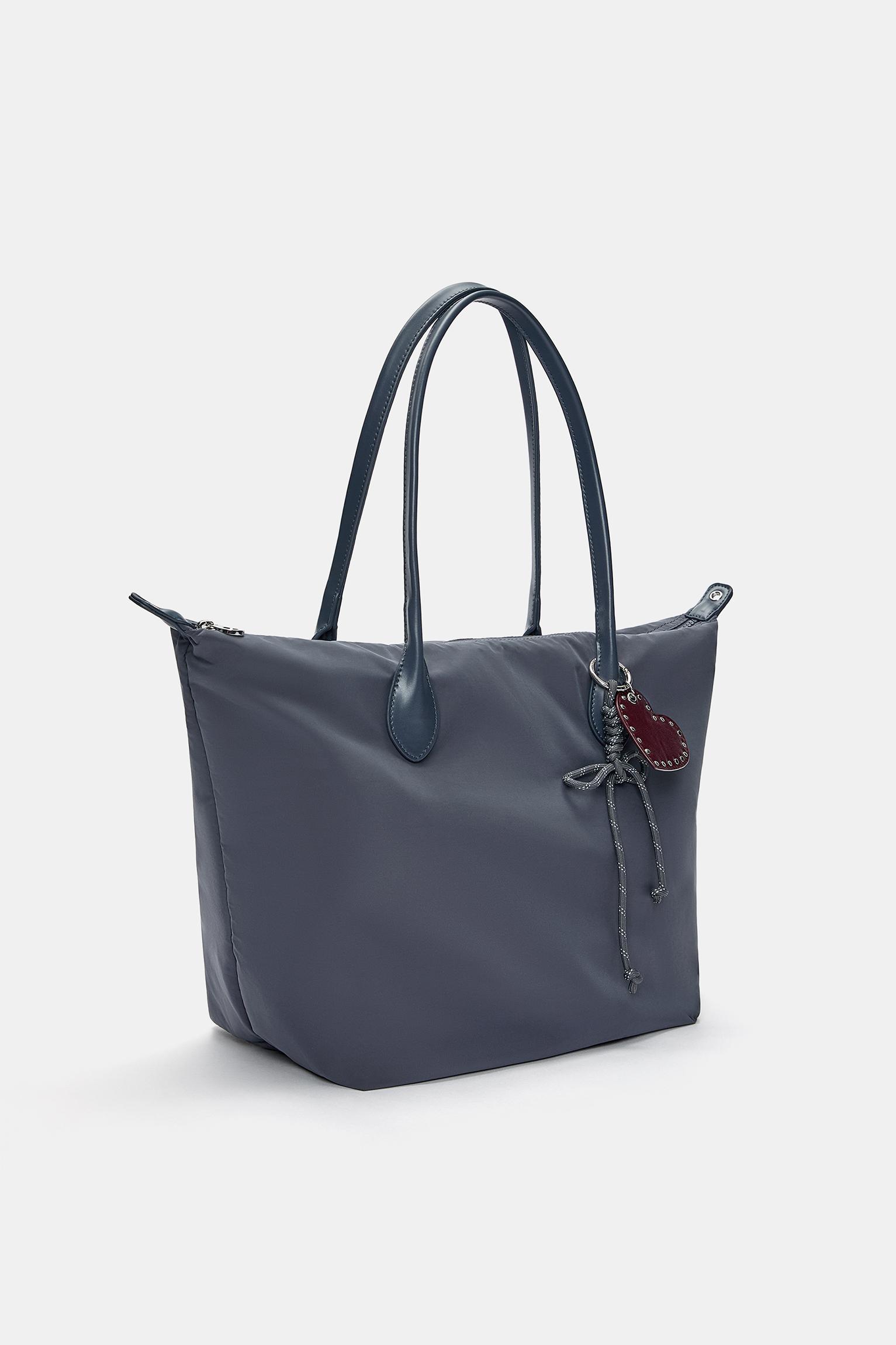 Nylon shopper bag with charm detail Product Image