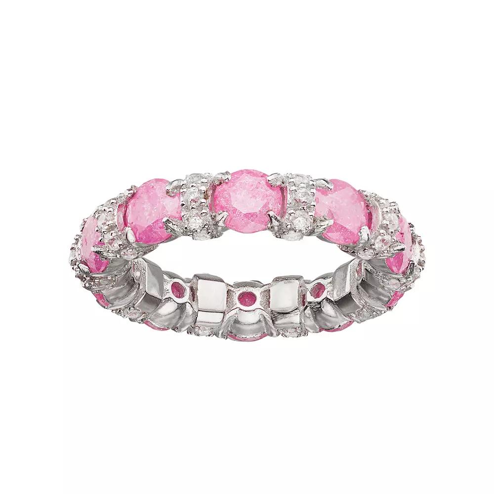 Sterling Silver Cubic Zirconia Eternity Ring, Women's, Size: 8, Pink Product Image