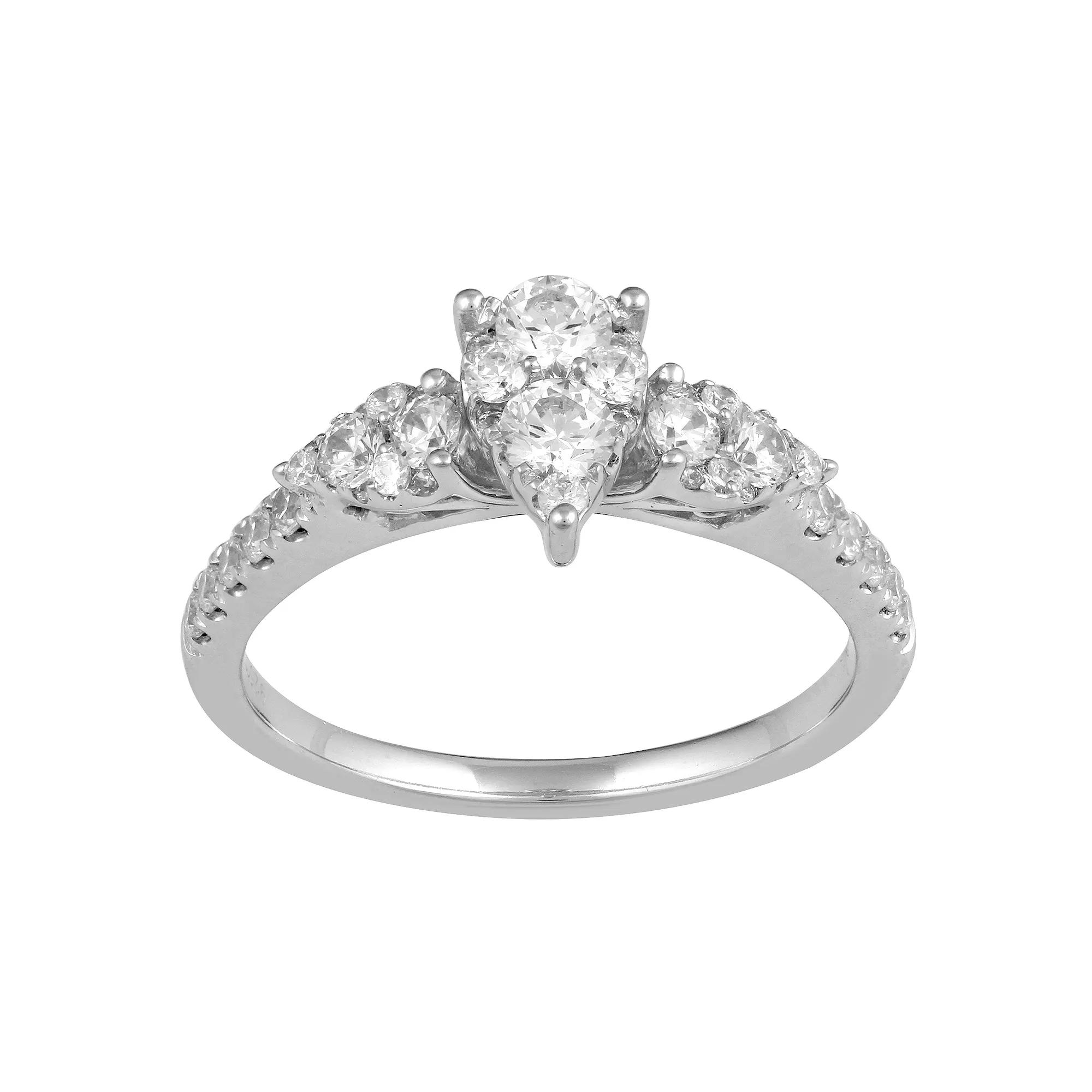 Sterling Silver 3/4 Carat T.W. Diamond Cluster Engagement Ring, Women's, Size: 5 Product Image