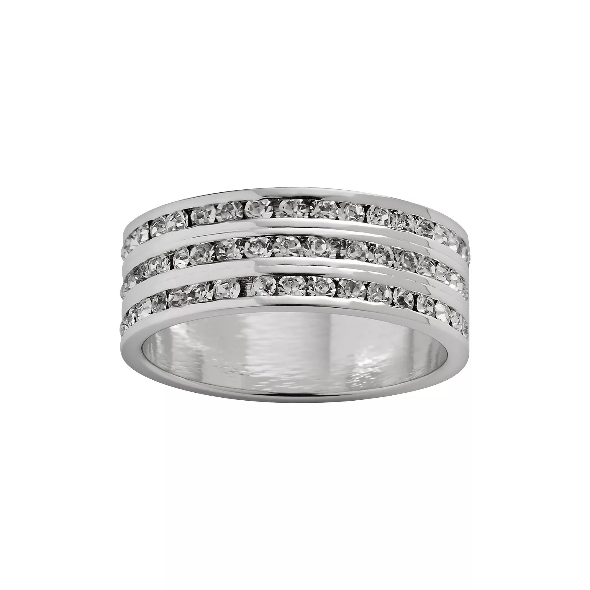 Traditions Jewelry Company Sterling Silver Crystal Eternity Ring, Womens White Product Image
