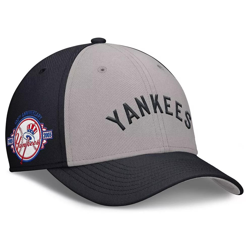 Men's Nike Navy/Gray New York Yankees Rise Swoosh Performance Flex Hat,  Product Image