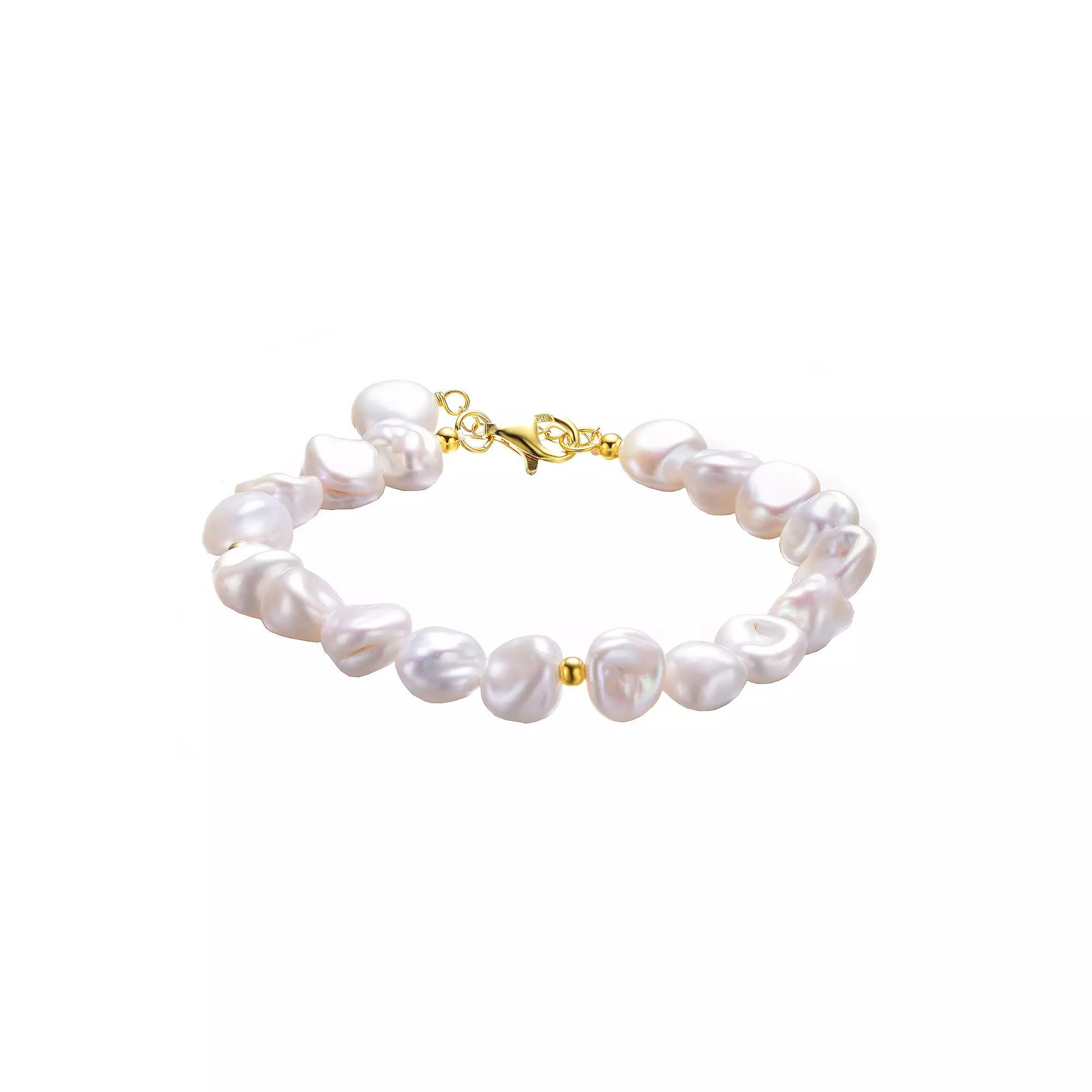 14k Gold Over Sterling Silver Freshwater Cultured Pearl Bracelet, Women's,  Product Image