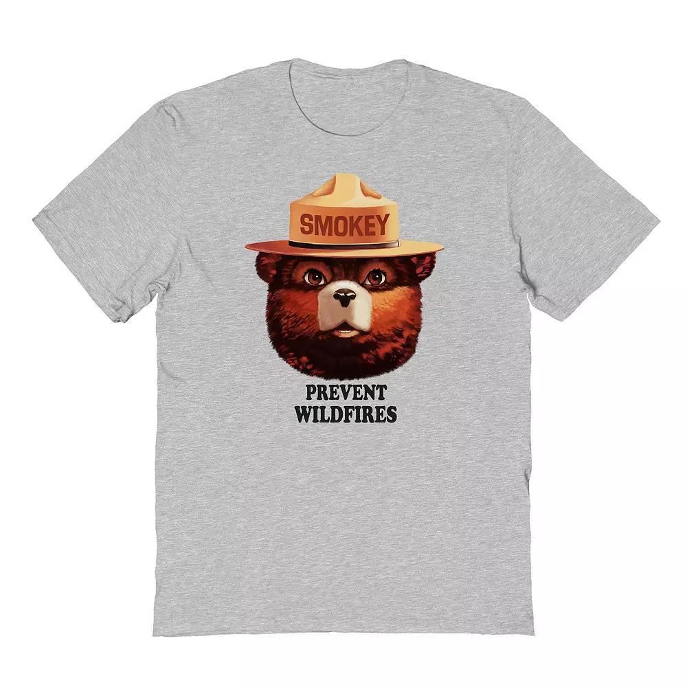 Men's Smokey The Bear Prevent Forest Fires Graphic Tee, Size: Small, Grey Product Image