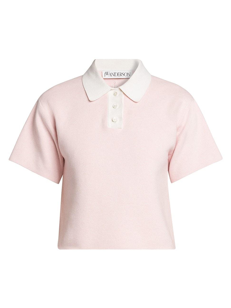 Womens Cropped Stretch-Cotton Polo Top Product Image