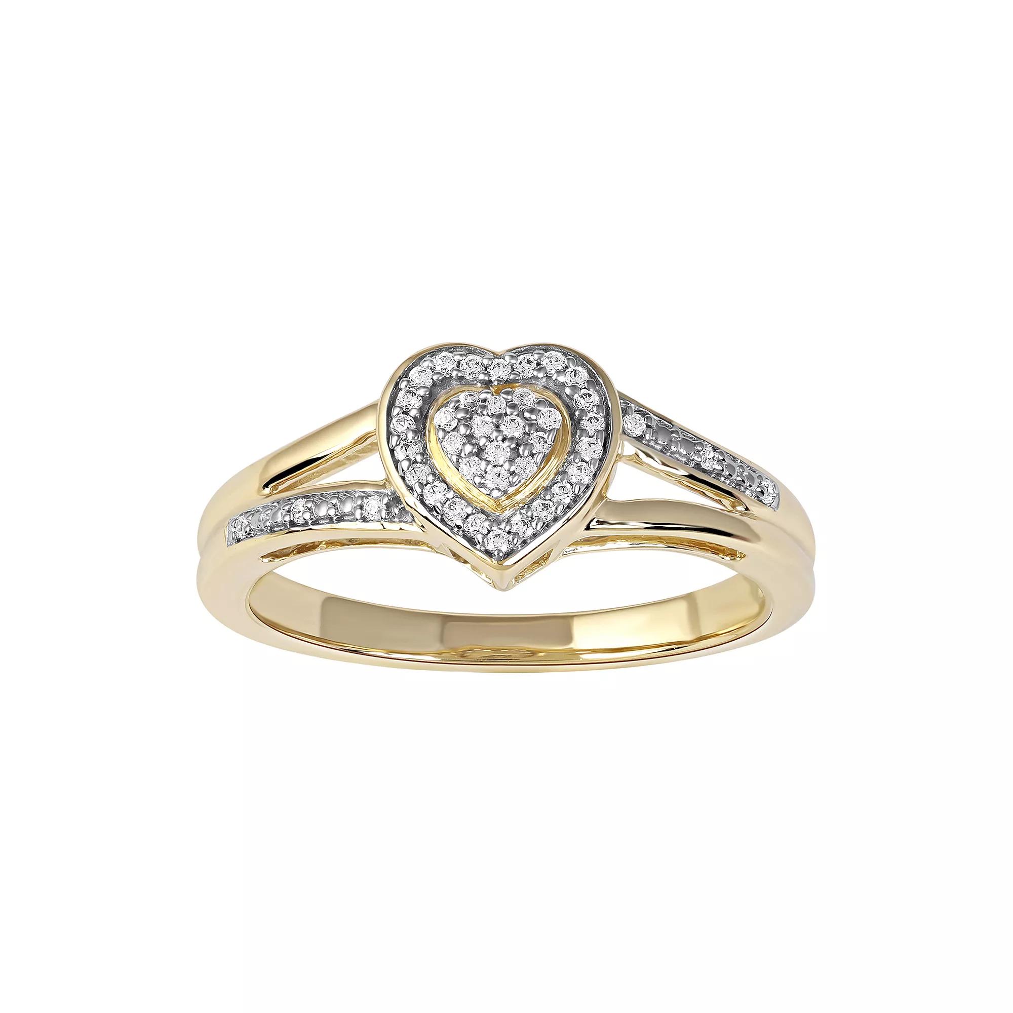 DeCouer Sterling Silver 1/10 Carat T.W. Diamond Heart Promise Ring, Women's, Size: 6, Gold Tone Product Image