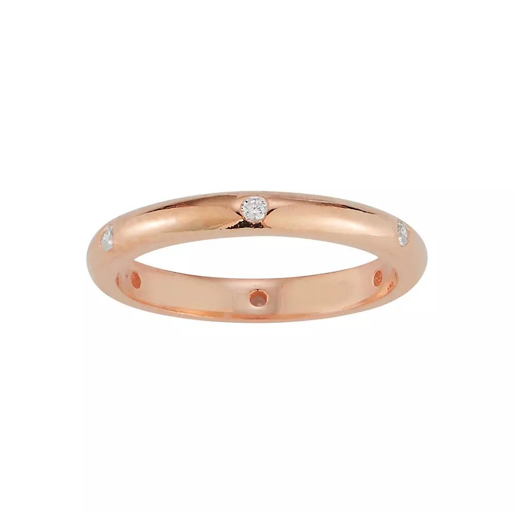 Sunkissed Sterling 14k Rose Gold Over Silver Cubic Zirconia Band Ring, Women's, Size: 6, Rose Gold Tone Product Image