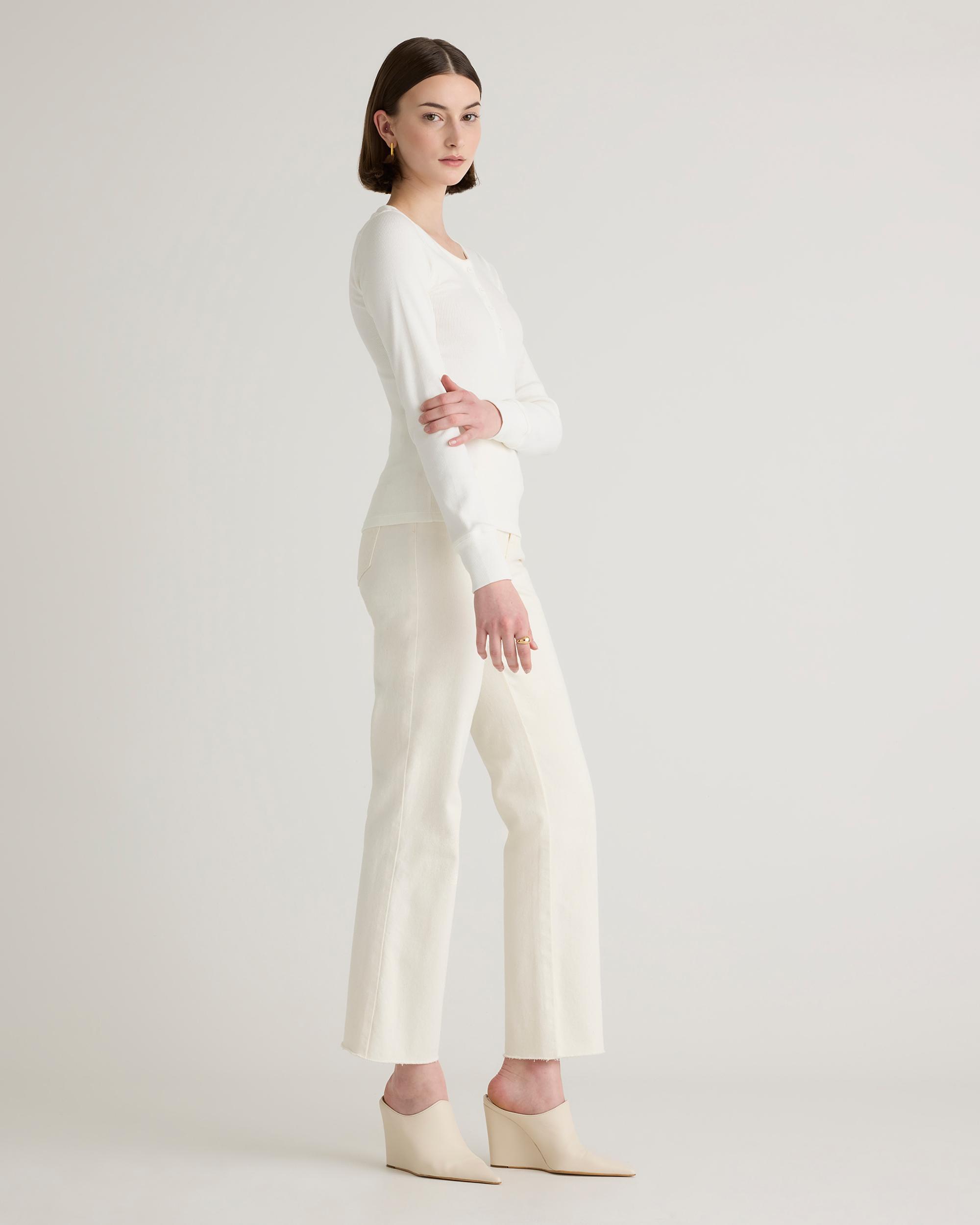 Quince | Women's Micro-Rib Henley Long Sleeve T-Shirt Size XL, Organic Cotton Product Image