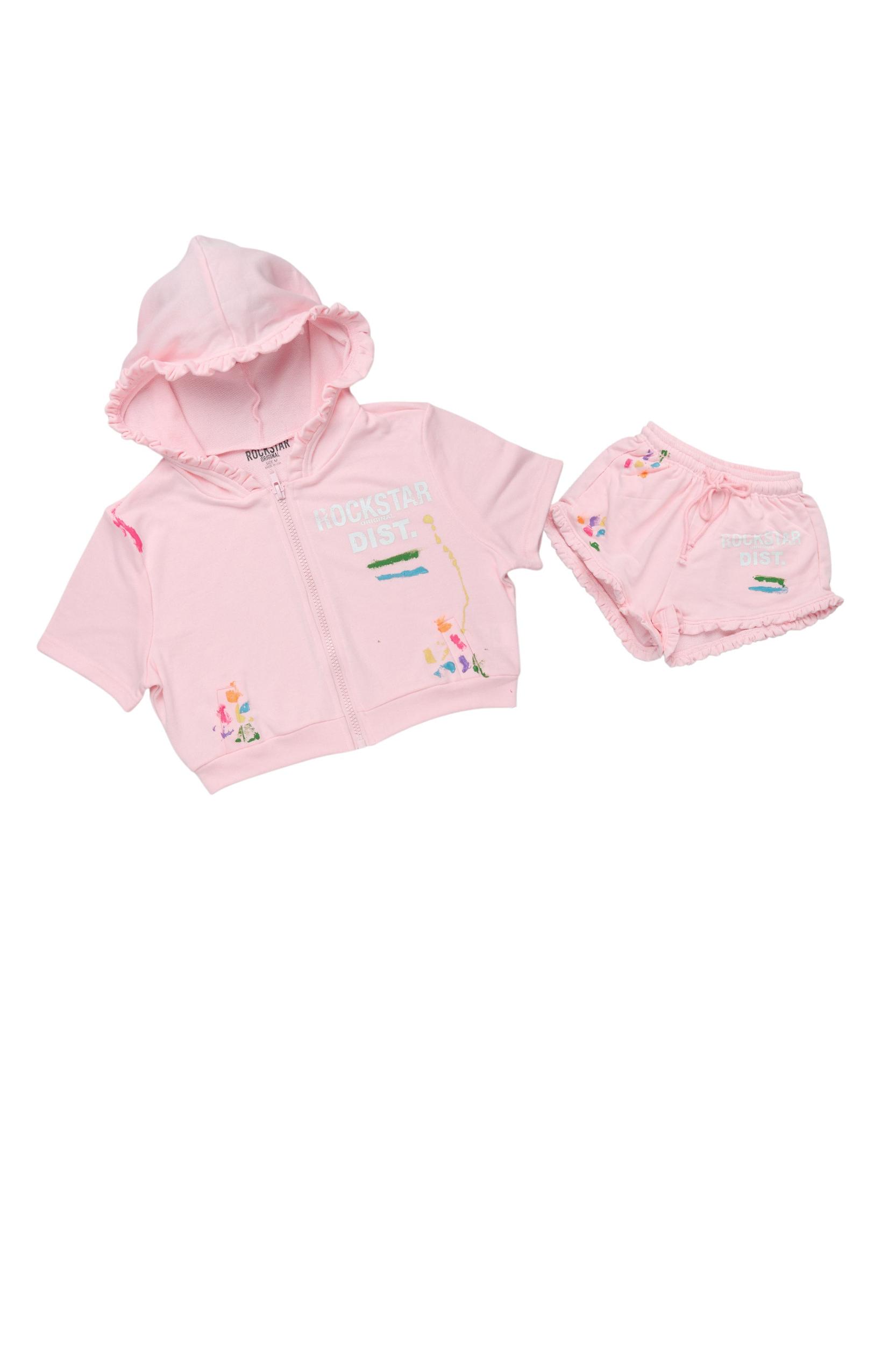 Jaimie Pink Crop Short Set Female Product Image