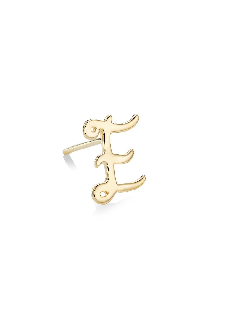Womens 14K Yellow Gold Cursive Initial Stud Earring Product Image