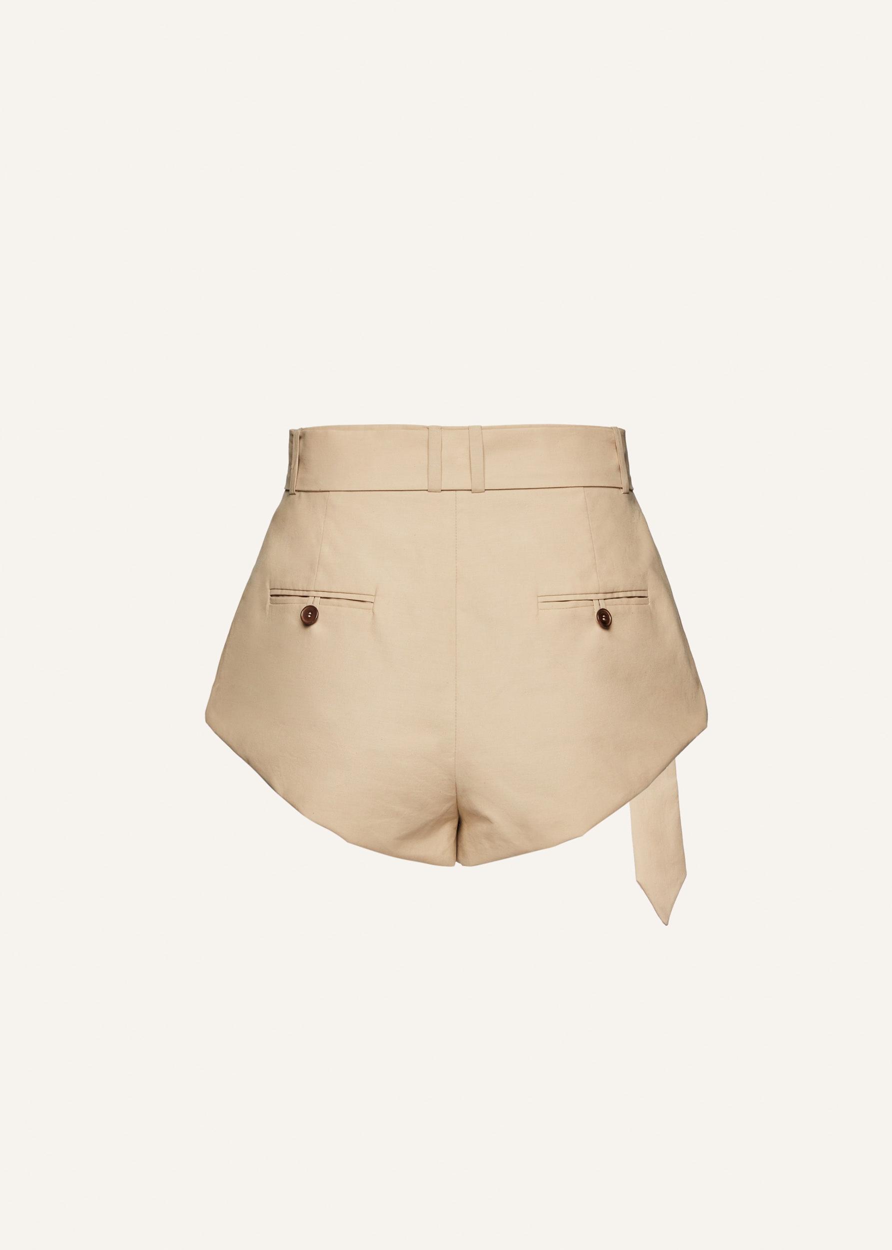Flared wool shorts in beige Product Image