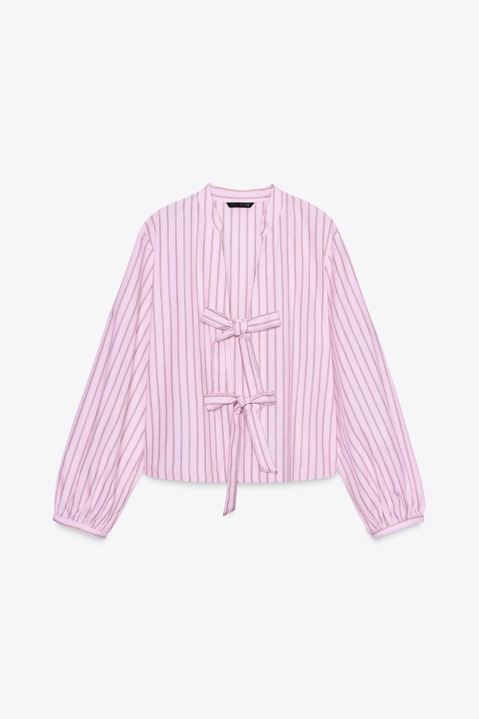 STRIPED POPLIN SHIRT WITH TIES Product Image