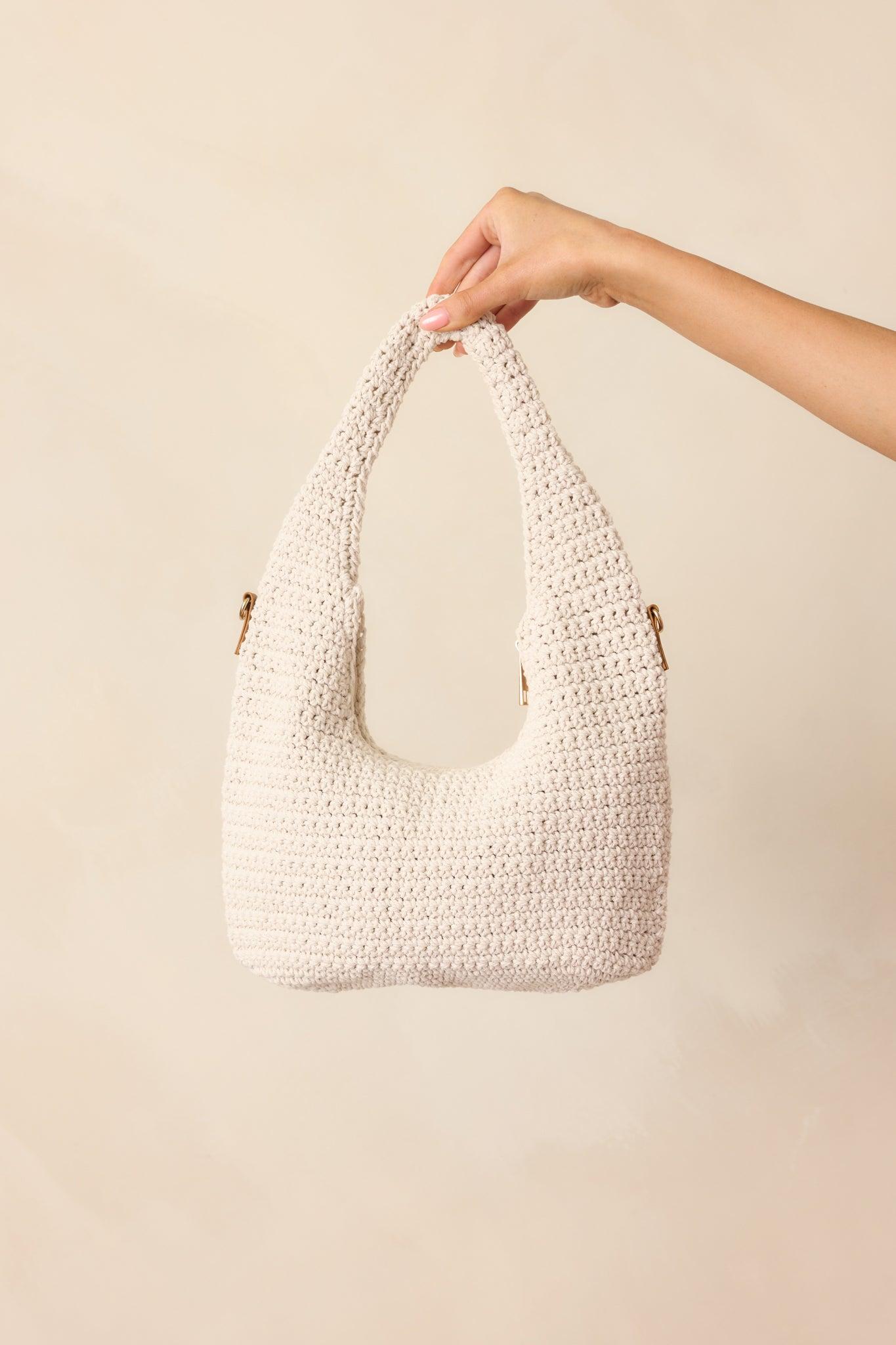 Never Let You Go Ivory Woven Crochet Handbag Product Image