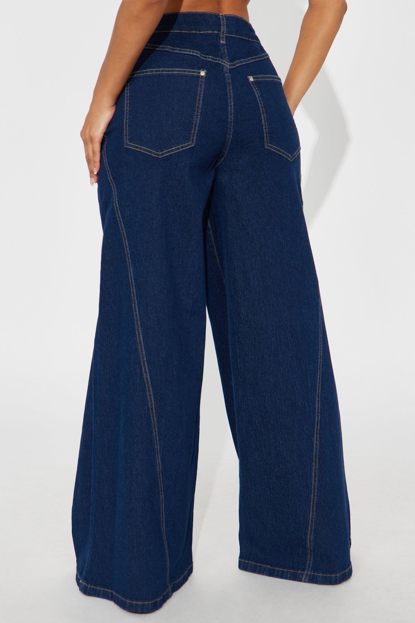 Americano Stretch Super Wide Leg Jeans - Dark Wash Female Product Image