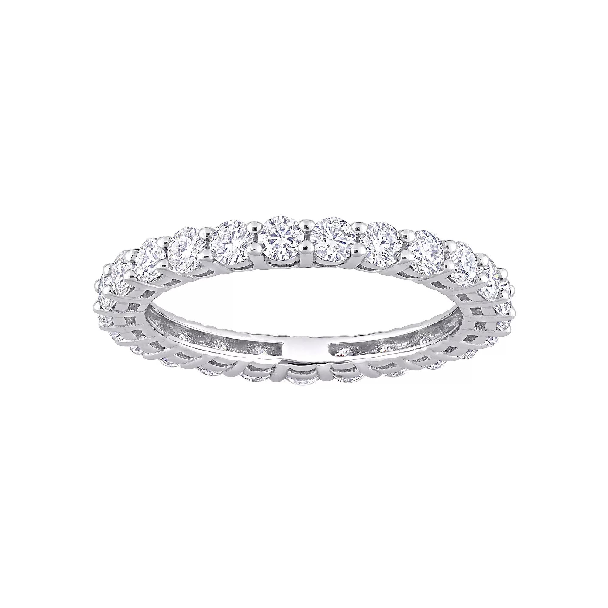 Stella Grace 10k White Gold 1 1/2 Carat T.W. Lab-Created Moissanite Eternity Wedding Band, Women's, Size: 9 Product Image