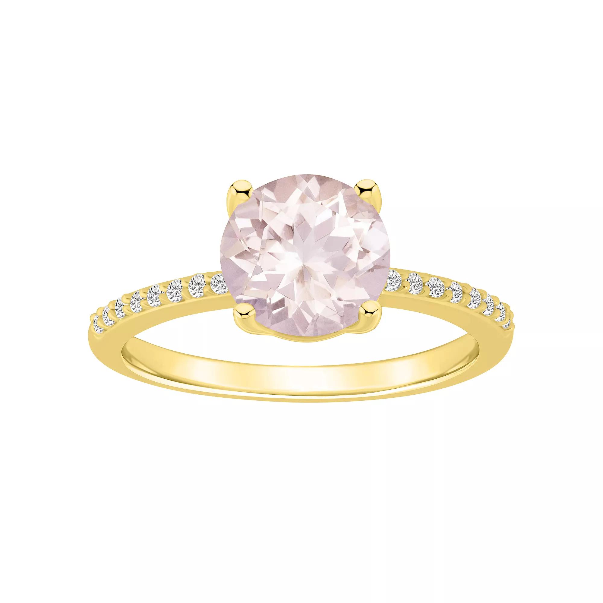 Alyson Layne 14k Gold Round Morganite & 1/10 Carat T.W. Diamond Ring, Women's, Size: 8 Product Image