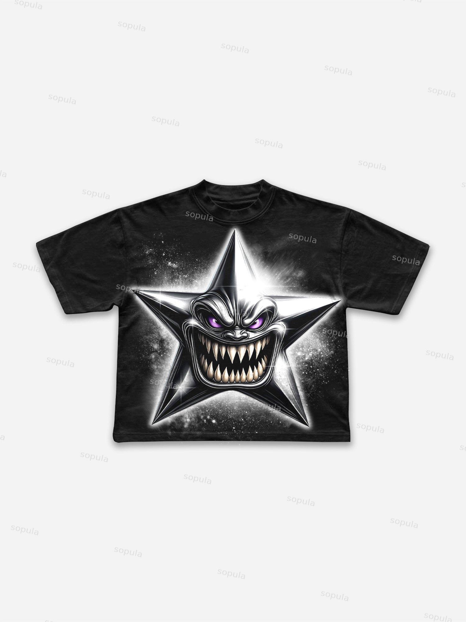 Y2k Metal Evil Star Vintage Graphic Cropped T-shirt Product Image