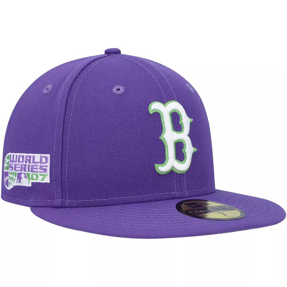 Men's New Era Purple Boston Red Sox Lime Side Patch 59FIFTY Fitted Hat,  Product Image