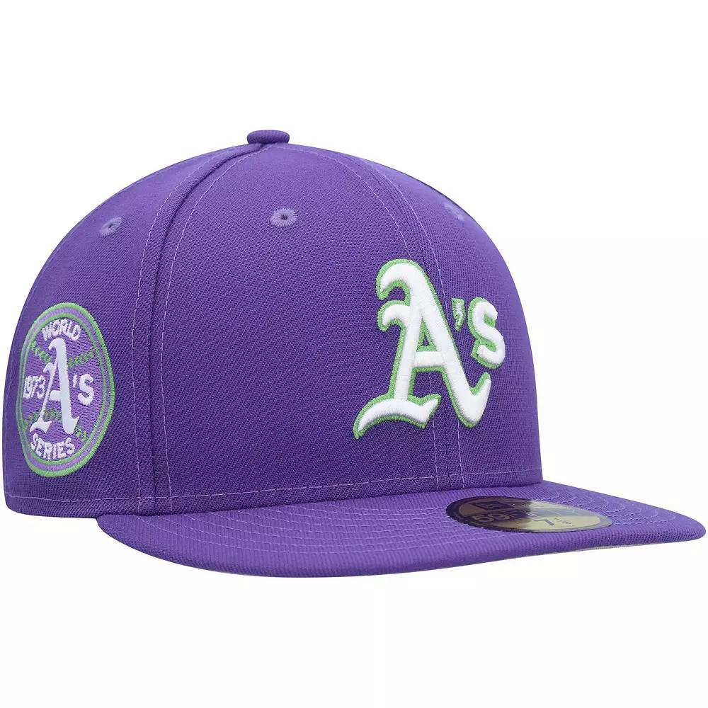 Men's New Era Purple Oakland Athletics Lime Side Patch 59FIFTY Fitted Hat, Size: 7 5/8 Product Image
