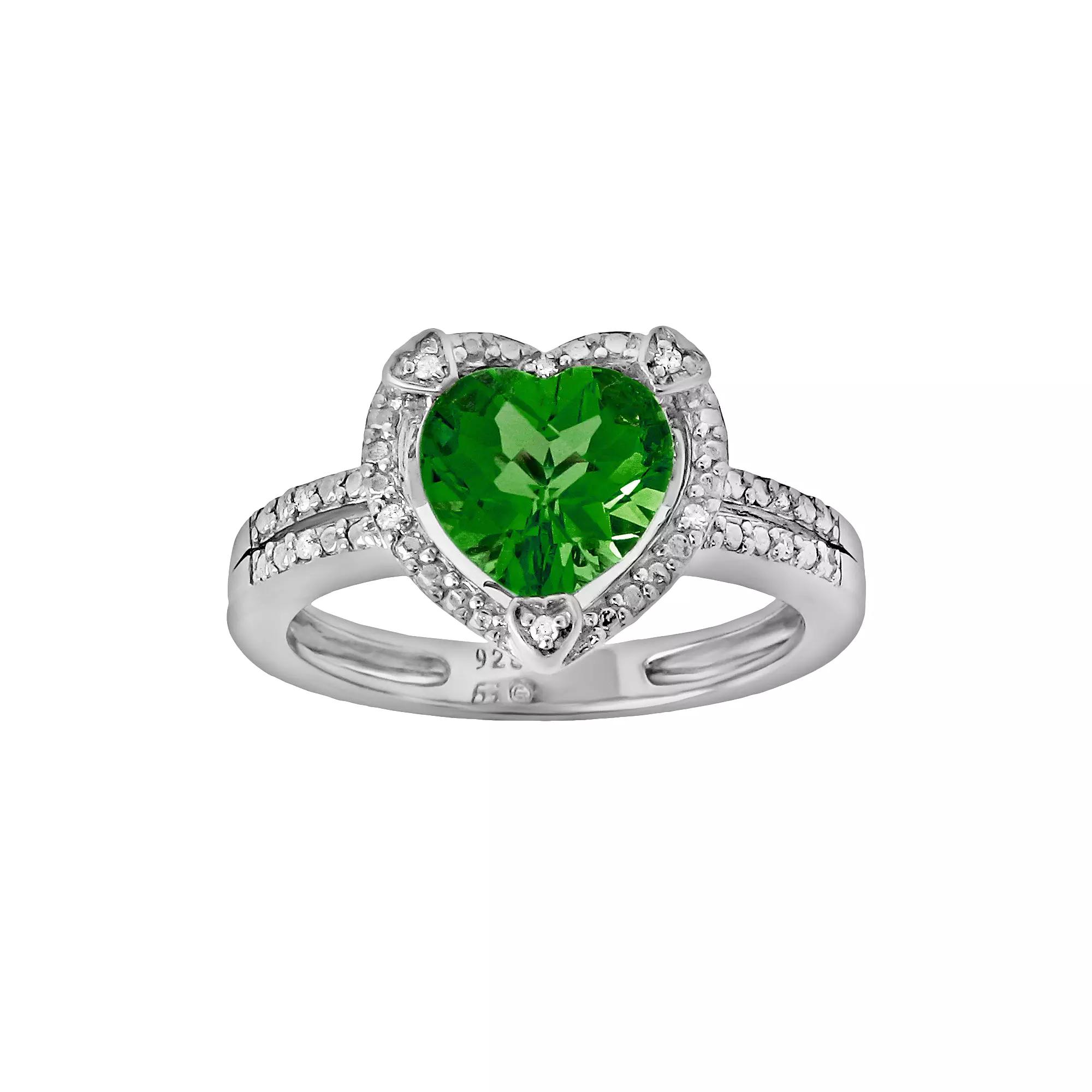 Gemminded Sterling Silver Lab-Created Ruby and Diamond Accent Heart Frame Ring, Women's, Size: 6, Red Product Image