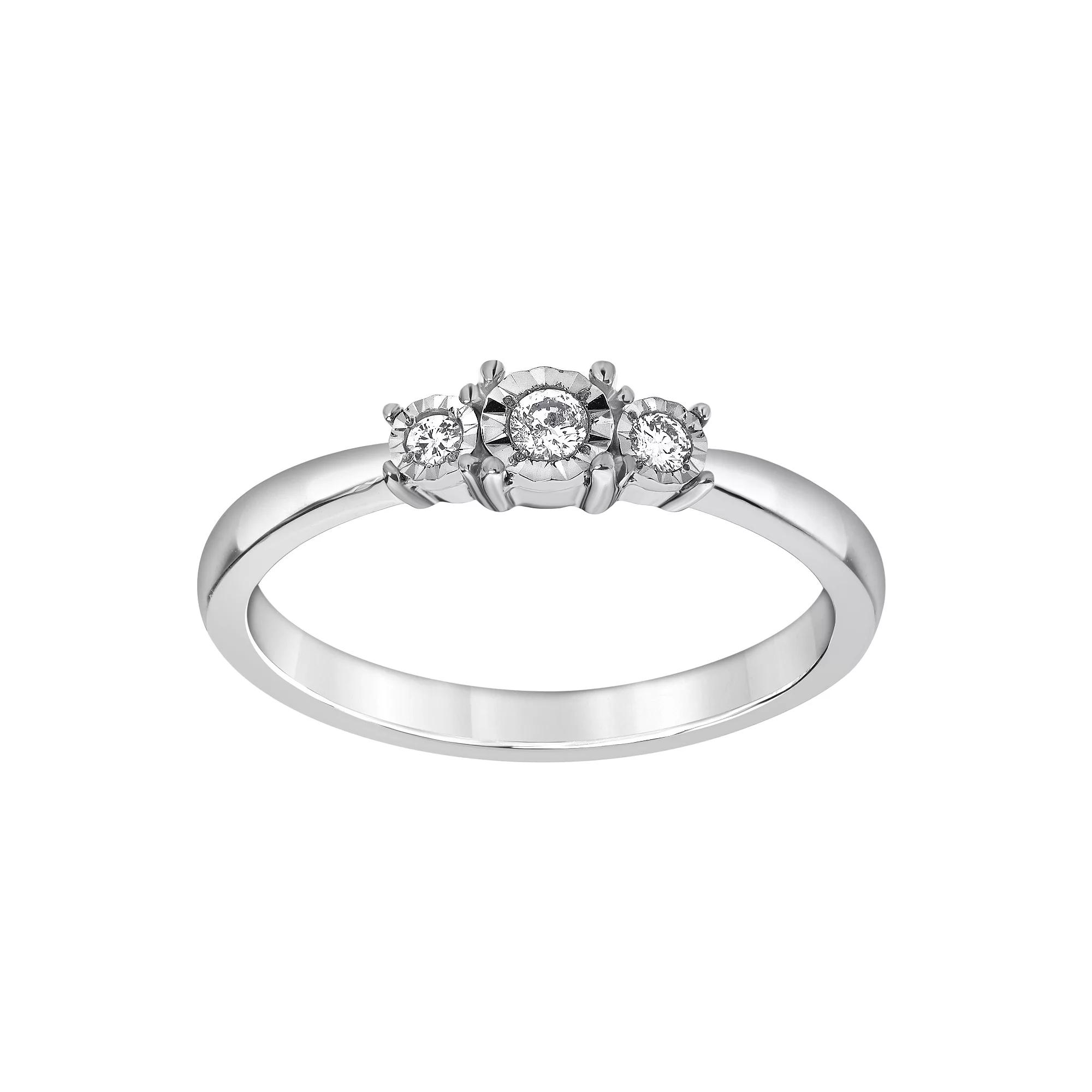 Diamond Brilliance 1/10 Carat T.W. Lab-Grown Diamond Trio Fashion Ring, Women's, Size: 6, Silver Tone Product Image