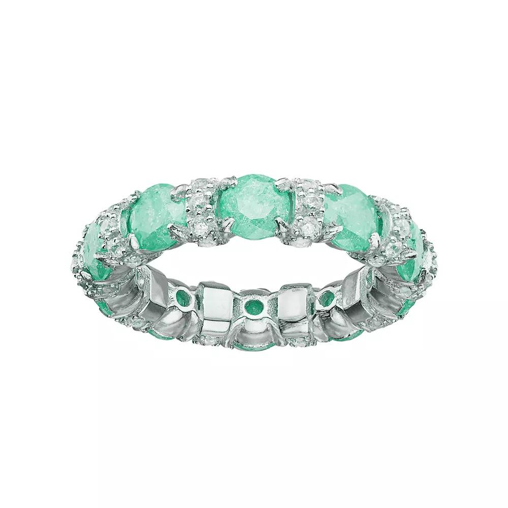 Sterling Silver Cubic Zirconia Eternity Ring, Women's, Size: 6, Green Product Image
