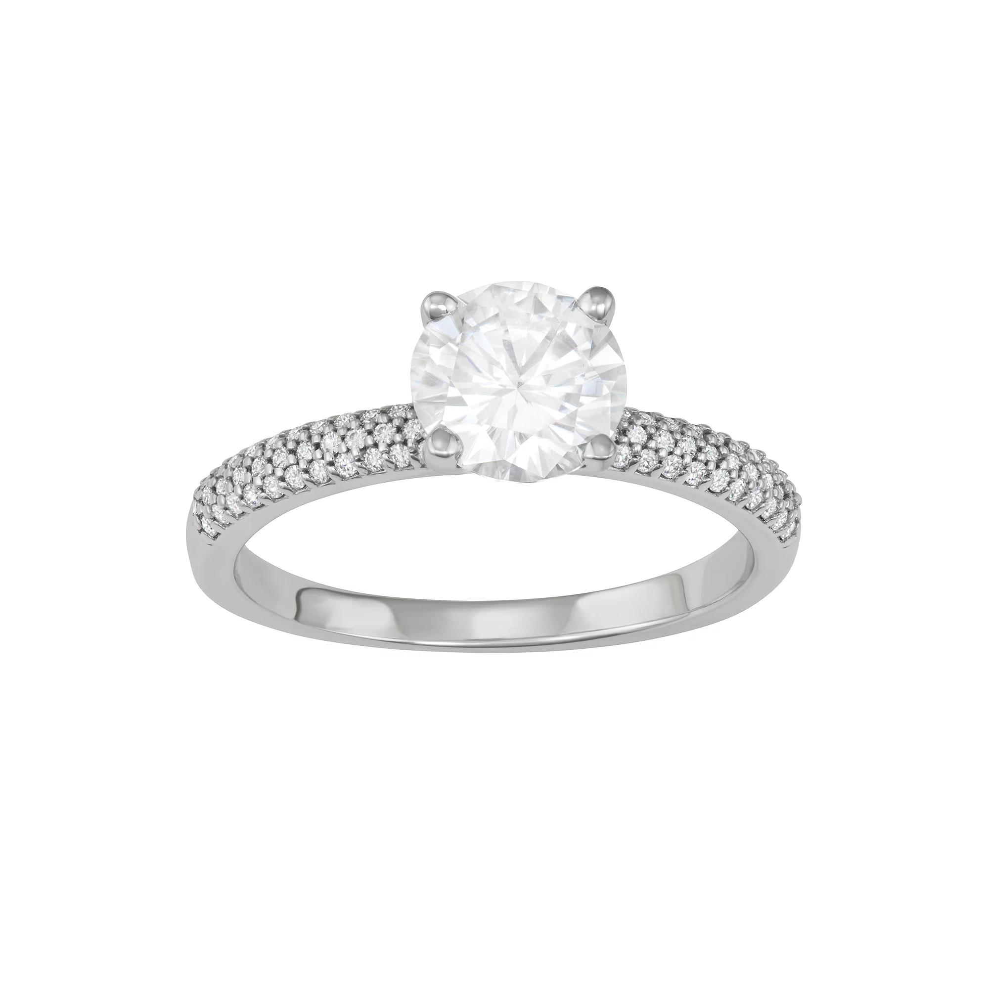 Charles & Colvard 14k White Gold 2 1/10 Carat T.W. Lab-Created Moissanite Engagement Ring, Women's, Size: 6 Product Image