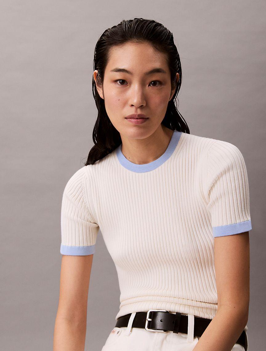 Cotton Ribbed Slim T-Shirt  Product Image