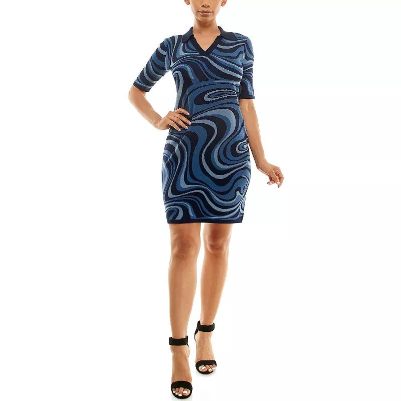 Women's Nina Leonard Marble Swirl Sweater Dress,  Product Image