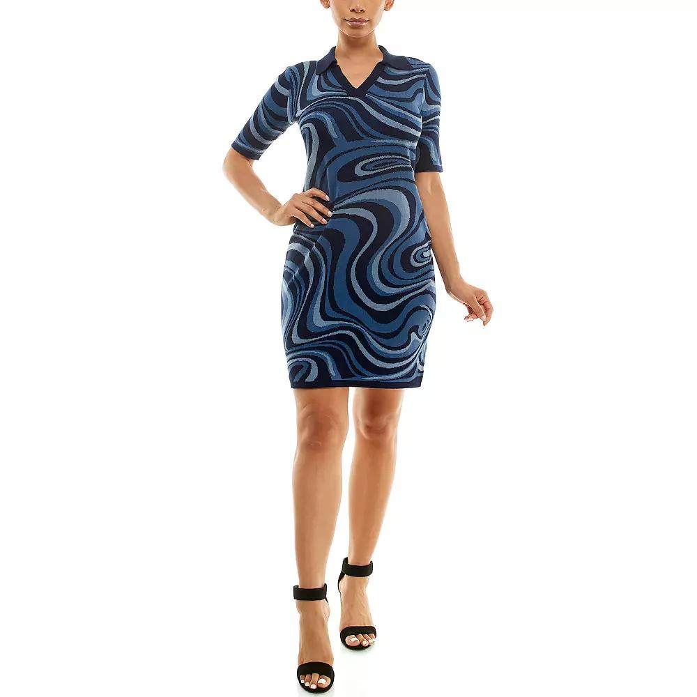 Women's Nina Leonard Marble Swirl Sweater Dress,  Product Image