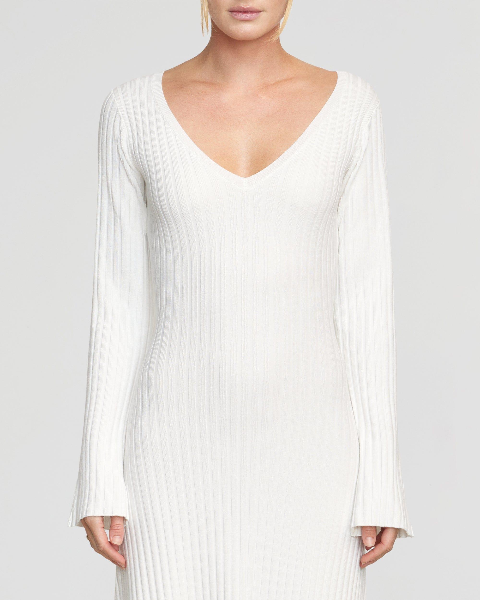 Wesley Ribbed V-Neck Sweater Dress Product Image