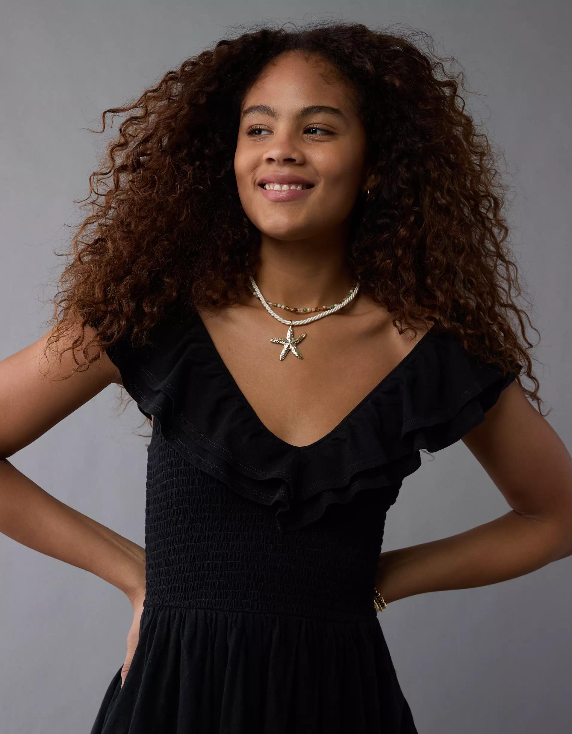 AE Sunchaser Knit Ruffle Mini Dress Product Image