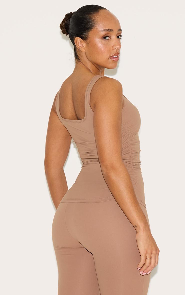 Shape Taupe Active Ruched Side Cupped Long Line Top Product Image
