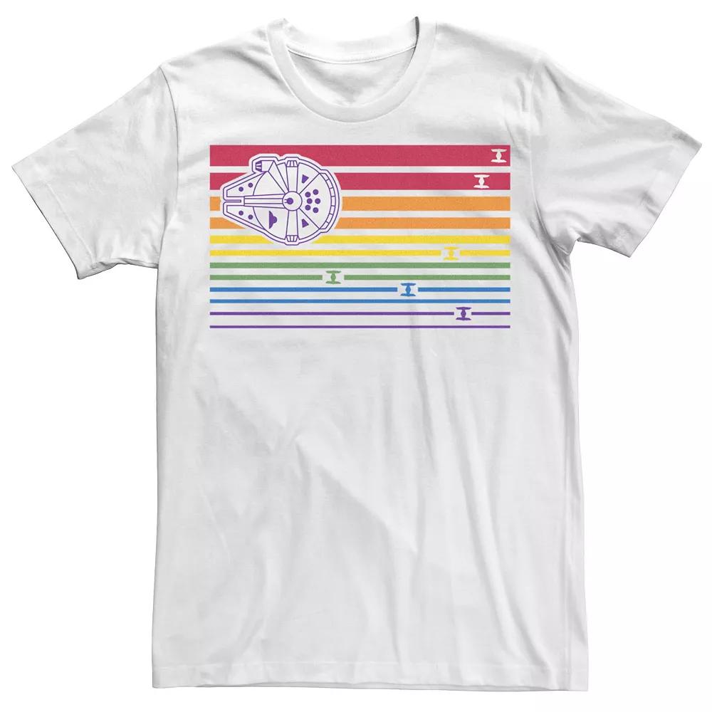 Men's Star Wars Ship Stripes Rainbow Tee, Size: XS, White Product Image